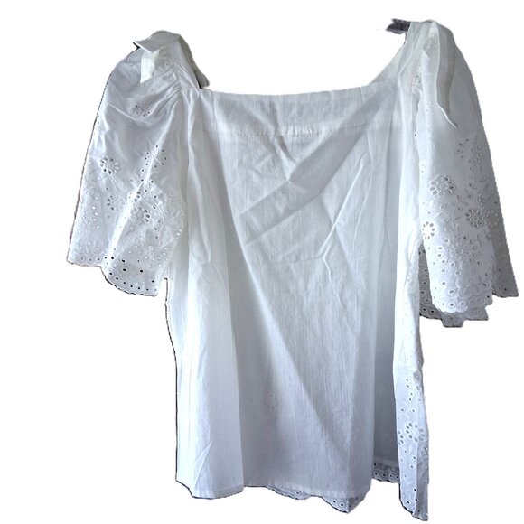 Hayden White Eyelet Ruffle Cotton Blouse Top SZ S NWOT B14 - Picture 7 of 9